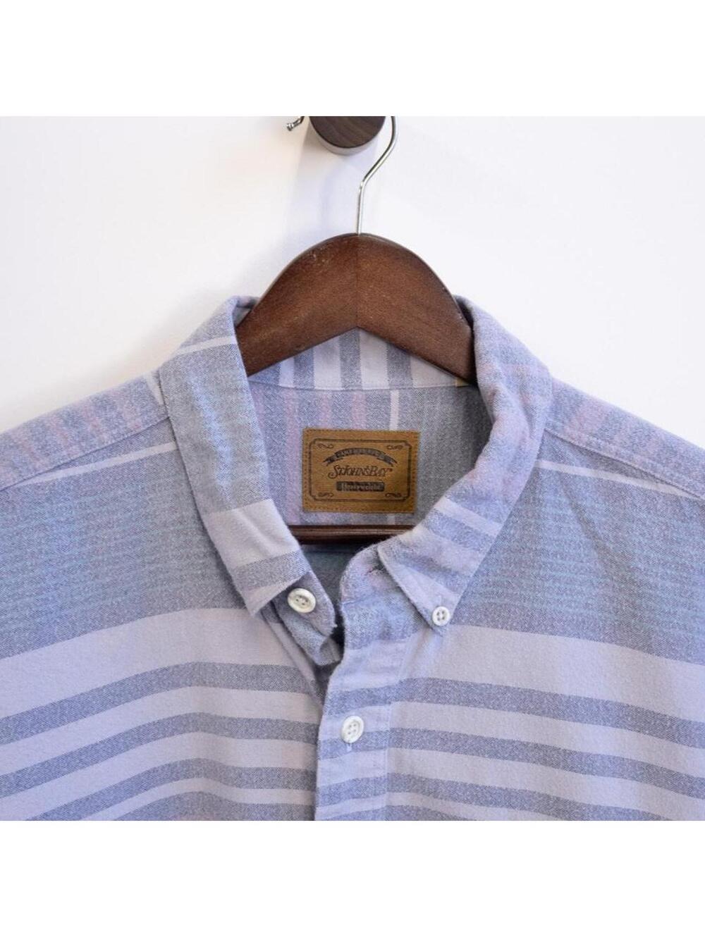 St. John’s Bay Heavyweight Striped Button Down Shirt Blue Pink White